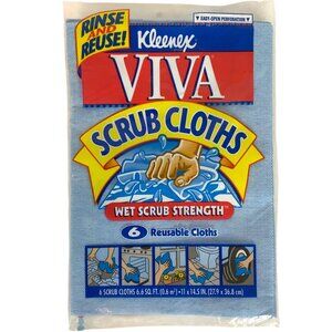 Vintage Kleenex Viva Scrub Cloths 6-Pack Reusable Wet Scrub Strength 1996